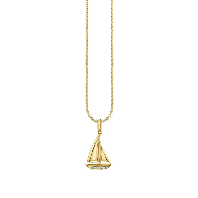 Gold & Diamond Sailboat Charm made by Sydney Evan