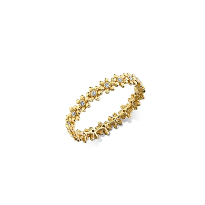 Gold & Diamond Tiny Daisy Eternity Ring made by Sydney Evan