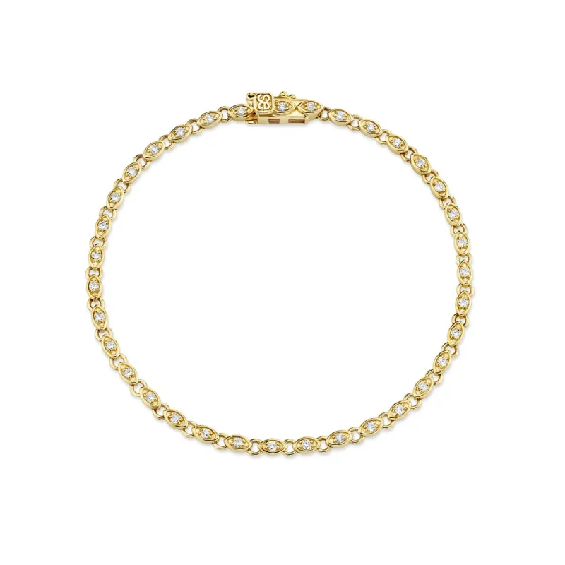 Gold & Diamond Marquise Eye Eternity Bracelet made by Sydney Evan