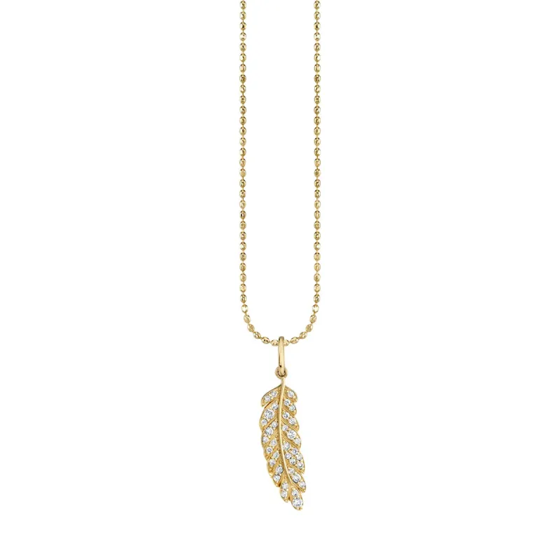 Gold & Diamond Small Feather Charm made by Sydney Evan