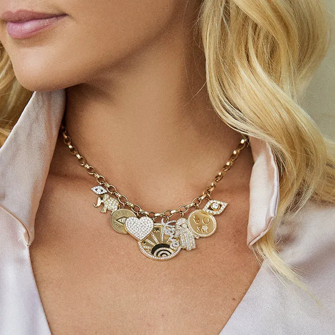 Gold & Diamond Multi Charm Luck, Protection and Love Necklace sold by Sydney Evan product image thumbnail 2