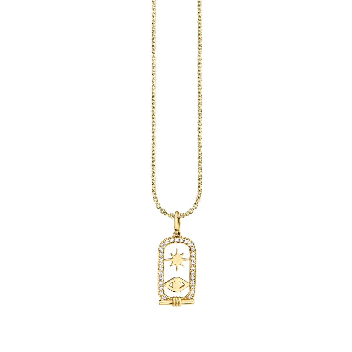Gold & Diamond Starburst and Eye Cartouche Charm sold by Sydney Evan