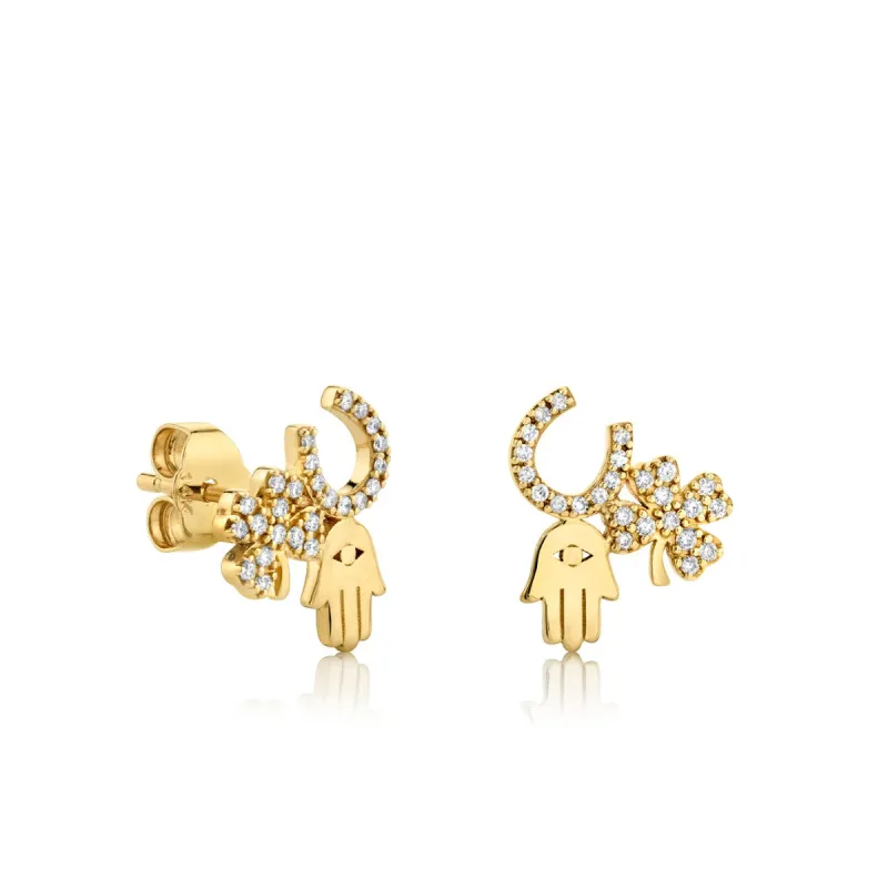 Gold & Diamond Luck and Protection Stud made by Sydney Evan