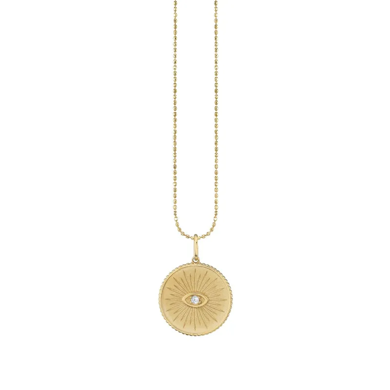 Gold & Diamond Marquise Eye Coin Charm made by Sydney Evan