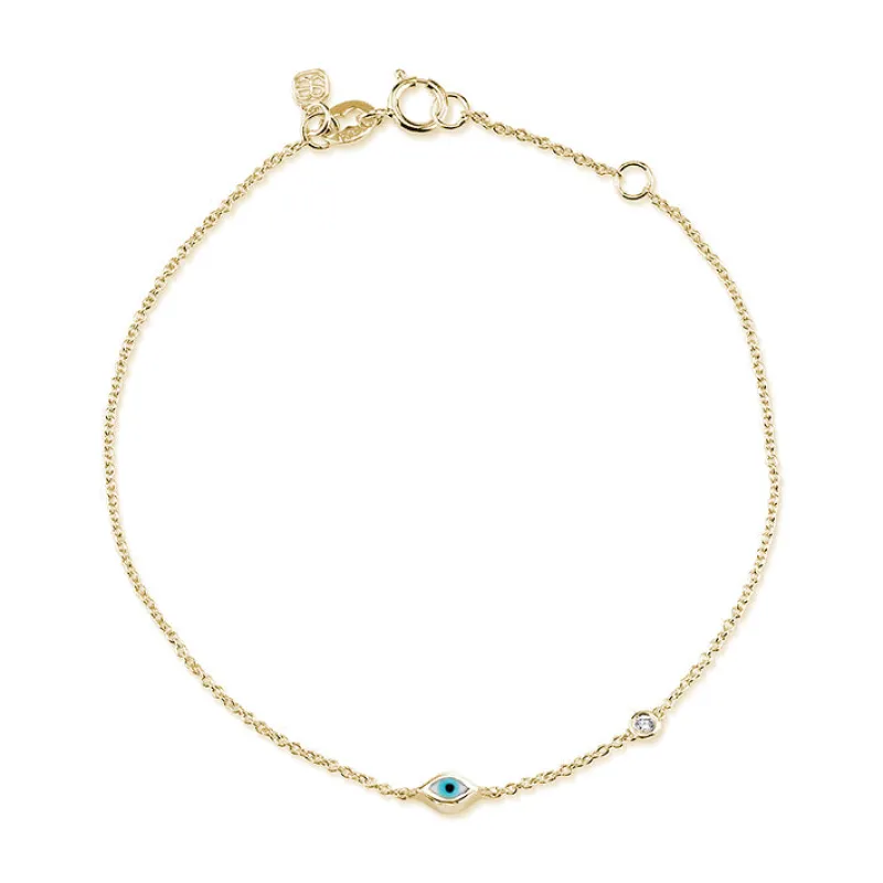 Gold Enamel Mini Eye Anklet made by Sydney Evan