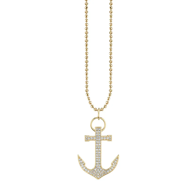 Gold & Diamond Large Anchor Charm made by Sydney Evan
