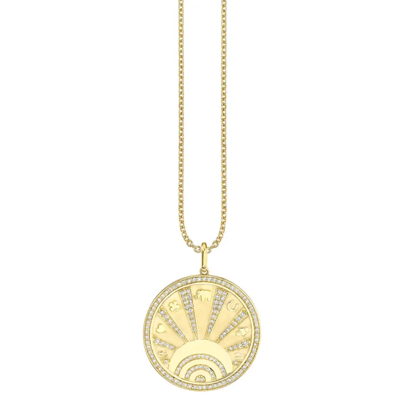 Gold & Diamond Luck Coin with Rays Charm made by Sydney Evan
