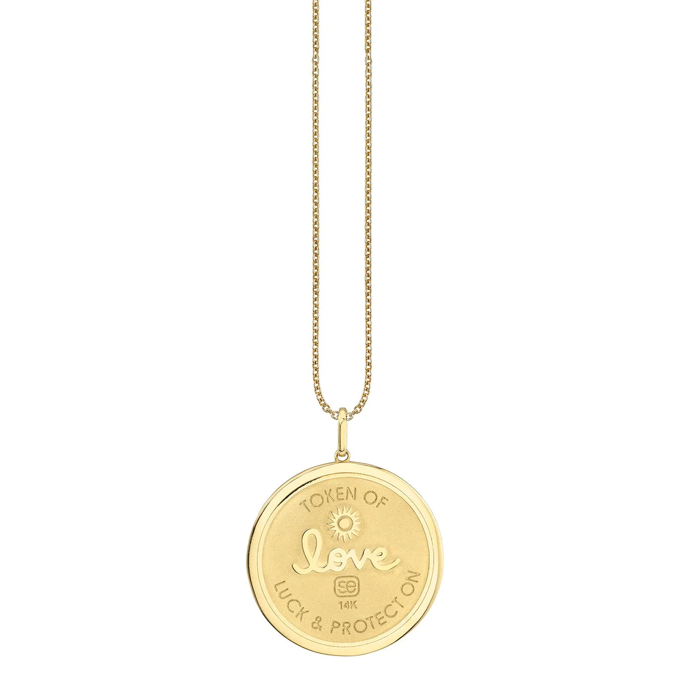 Gold & Diamond Luck Coin with Rays Charm sold by Sydney Evan product image thumbnail 3