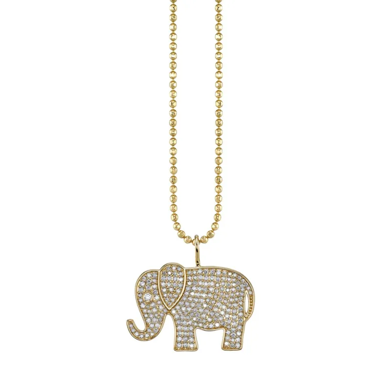 Gold & Diamond Large Elephant Charm made by Sydney Evan