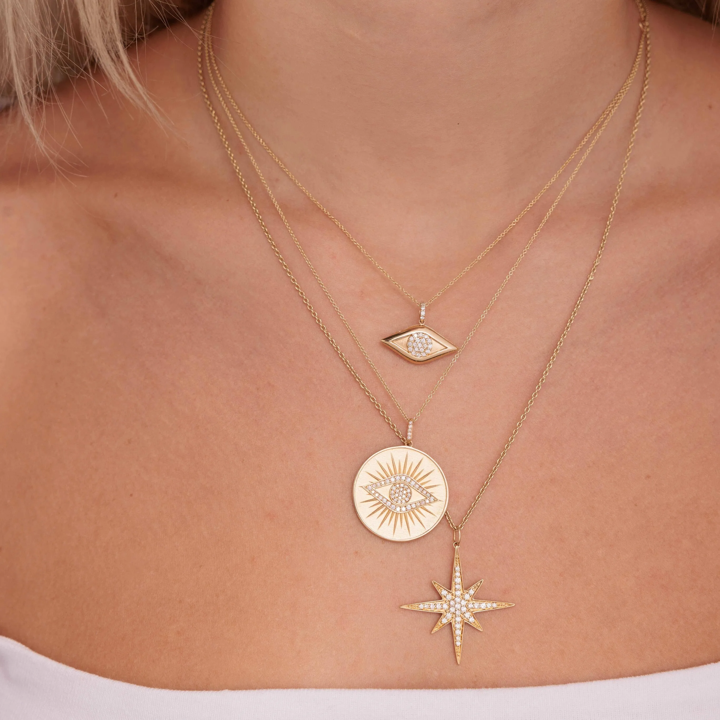 Gold & Diamond Eye Coin Charm sold by Sydney Evan product image thumbnail 2