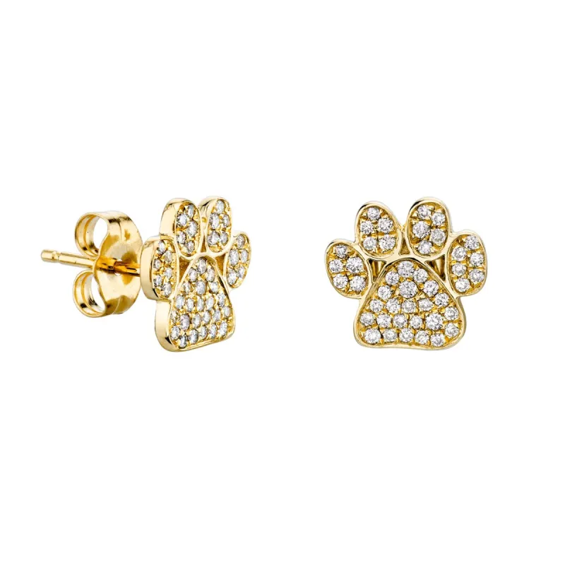 Gold & Diamond Paw Stud made by Sydney Evan
