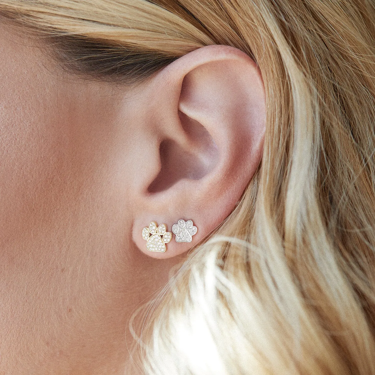 Gold & Diamond Paw Stud sold by Sydney Evan product image thumbnail 2