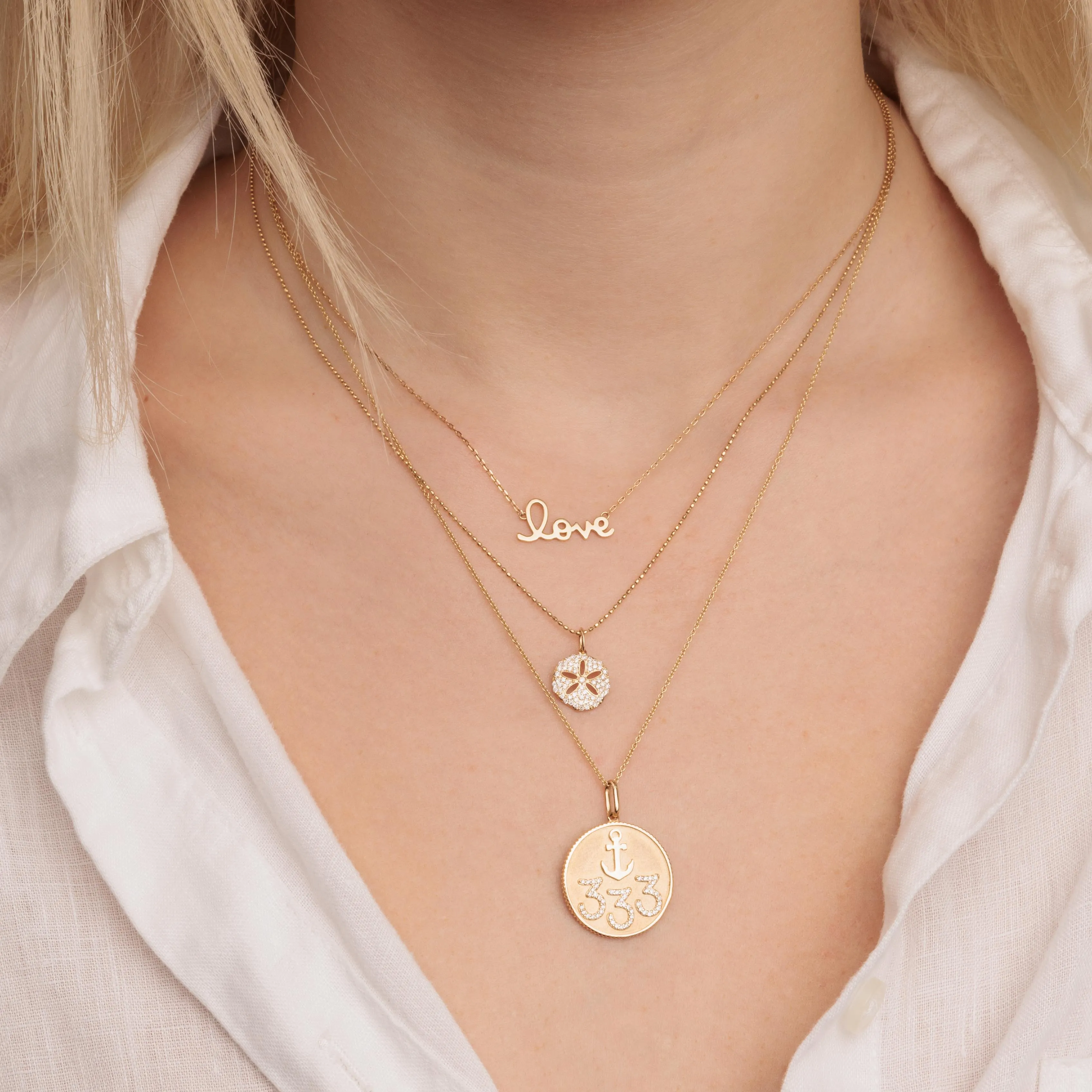 Gold & Diamond Sand Dollar Charm sold by Sydney Evan product image thumbnail 2