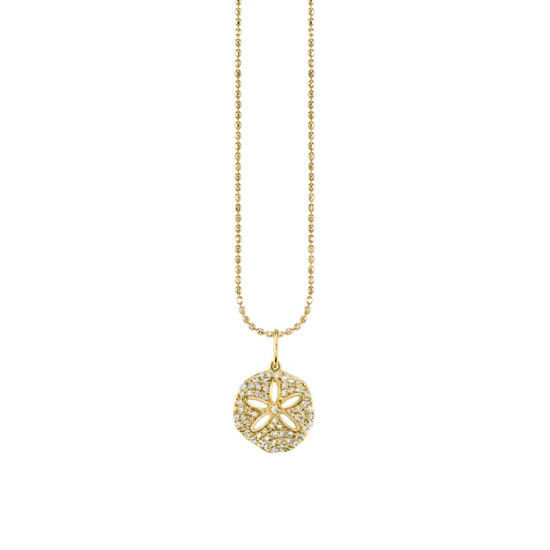 Gold & Diamond Sand Dollar Charm made by Sydney Evan