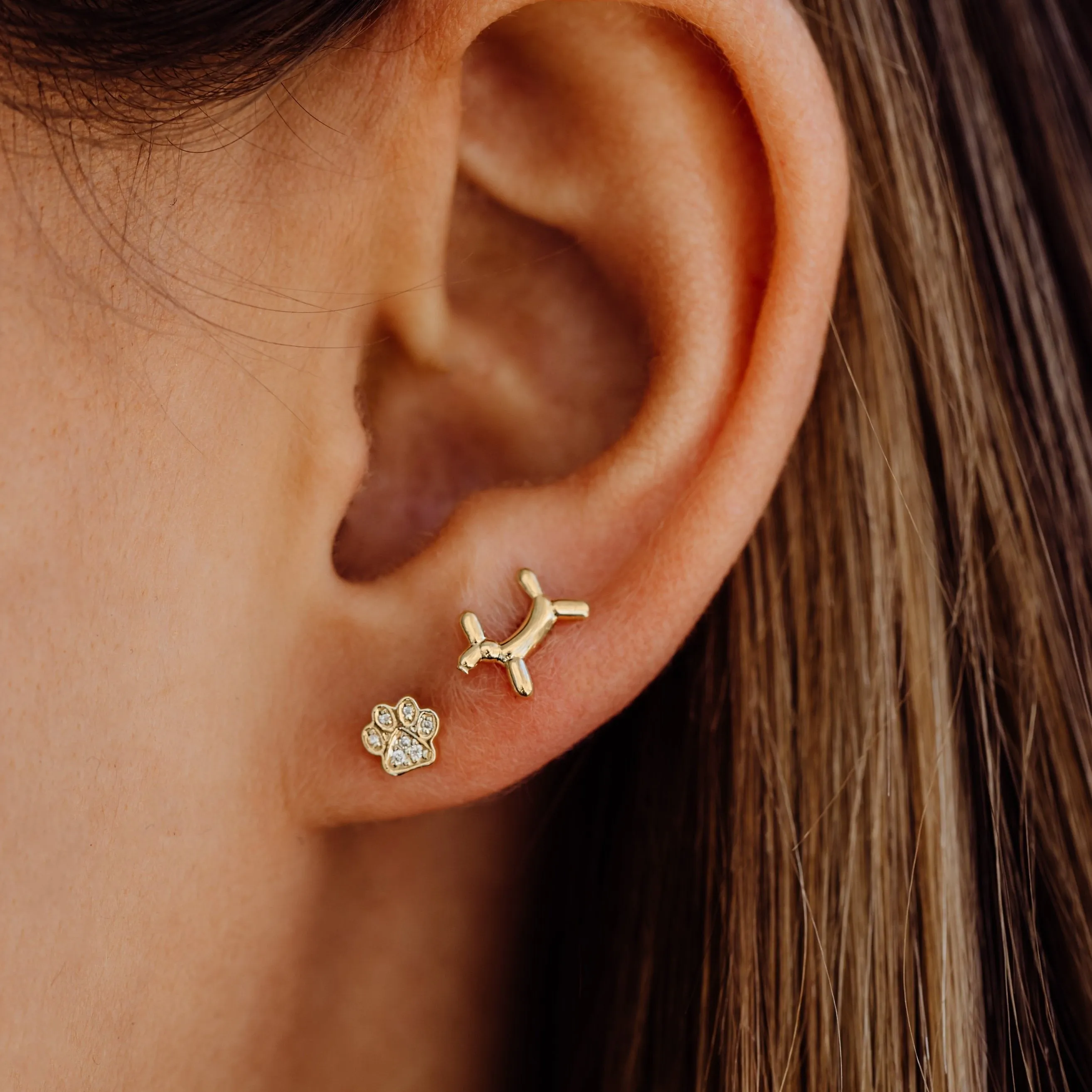 Gold & Diamond Mini Paw Stud sold by Sydney Evan product image thumbnail 2