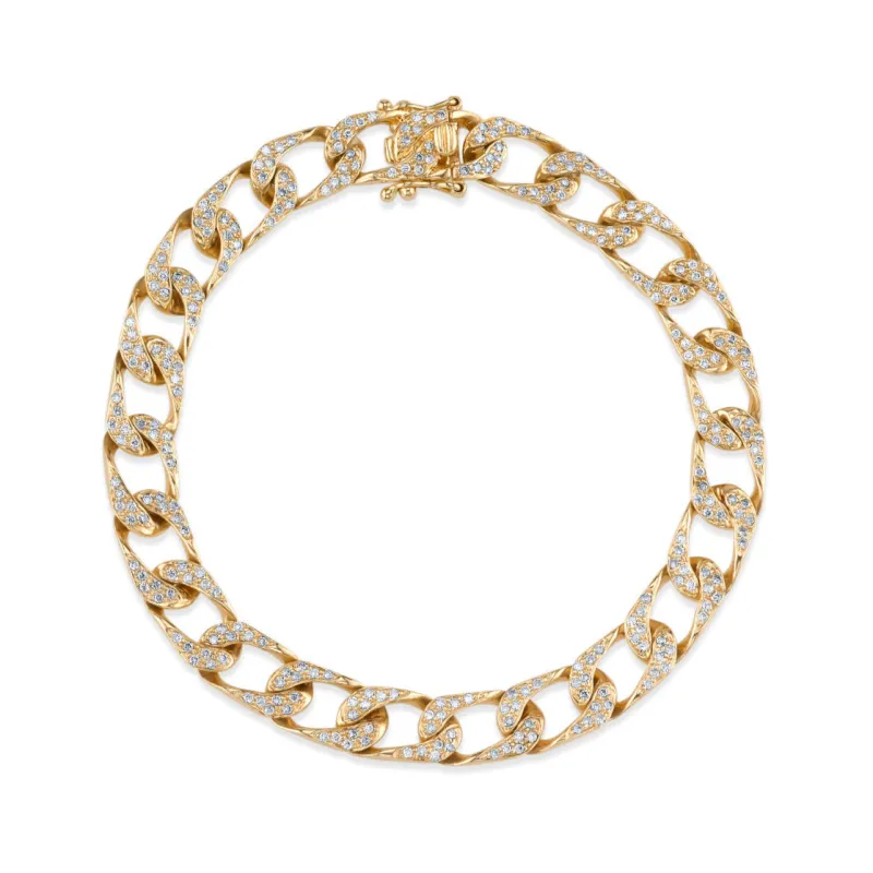 Gold & Diamond Flat Link Bracelet made by Sydney Evan