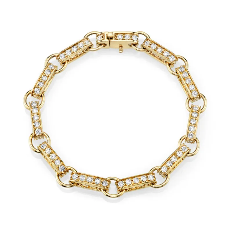 Gold & Diamond Large Rectangle Link Bracelet made by Sydney Evan