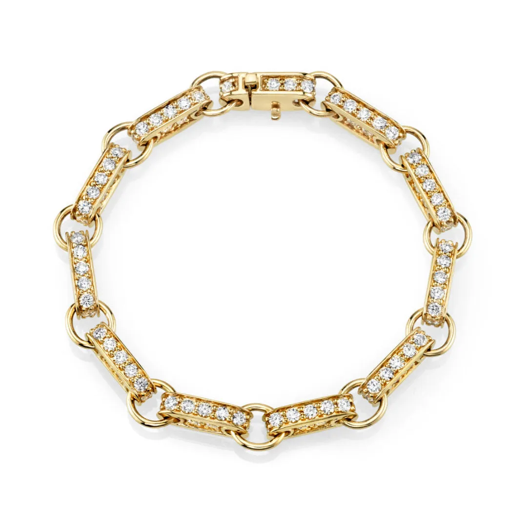 Gold & Diamond Large Rectangle Link Bracelet sold by Sydney Evan