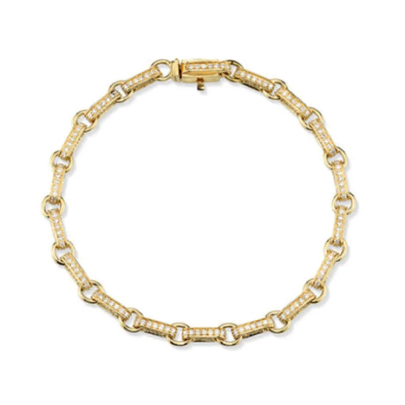 Gold & Diamond Small Rectangle Link Bracelet made by Sydney Evan