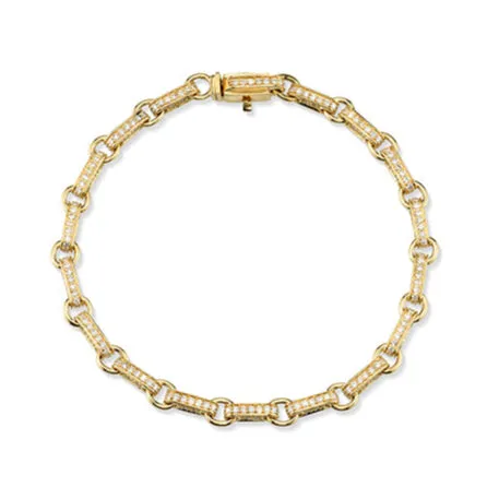 Gold & Diamond Small Rectangle Link Bracelet sold by Sydney Evan
