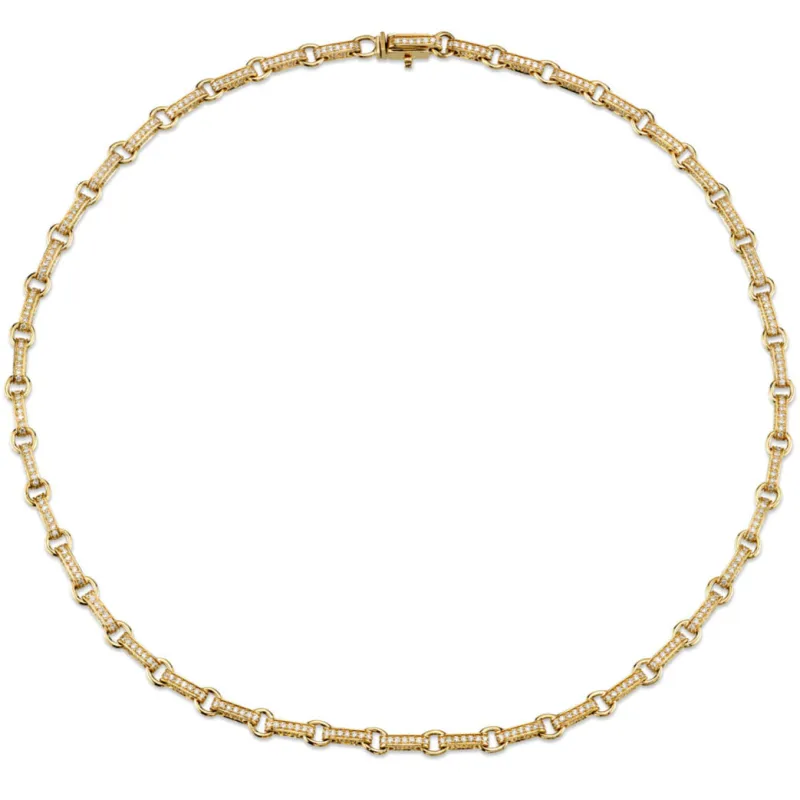 Gold & Diamond Round Rectangle Link Necklace made by Sydney Evan