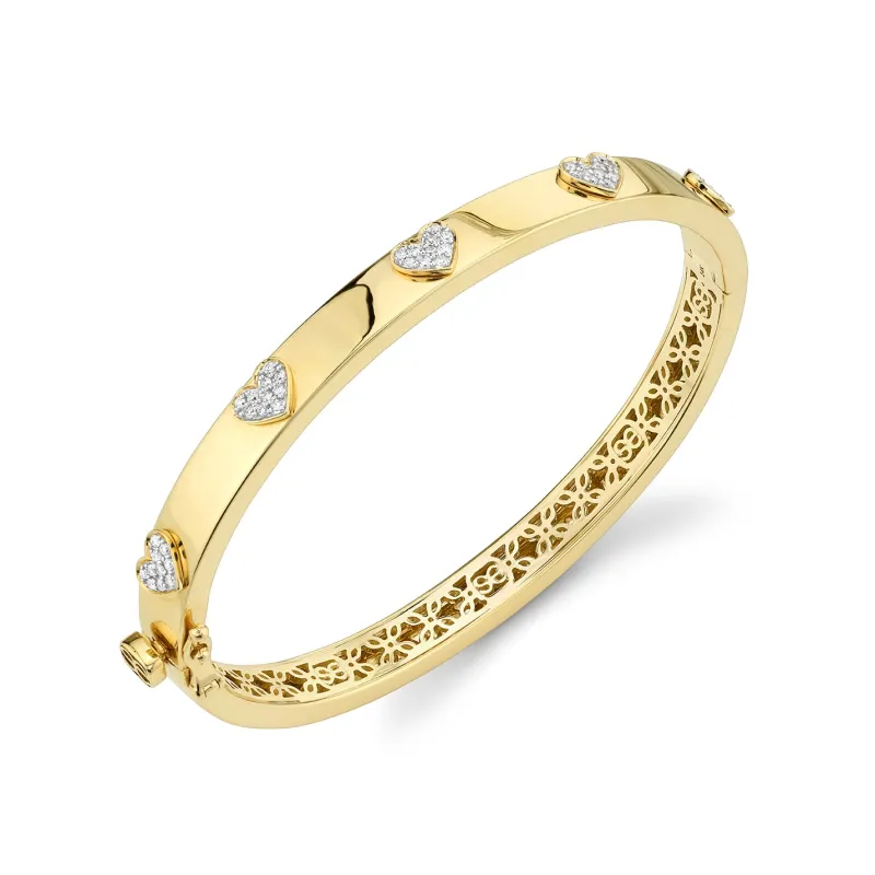 Gold & Diamond Multi Heart Bangle made by Sydney Evan