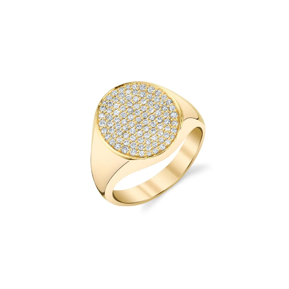 Gold & Diamond Medium Oval Pave Signet Ring sold by Sydney Evan