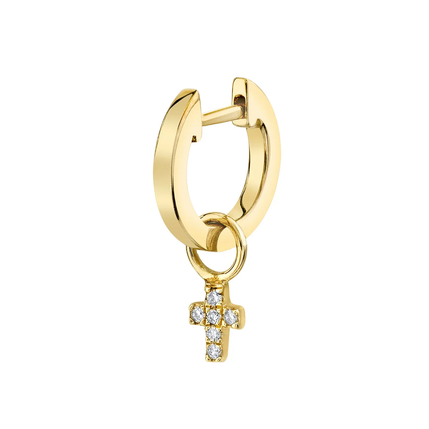 Gold & Diamond Mini Cross Charm Hoops sold by Sydney Evan product image thumbnail 3