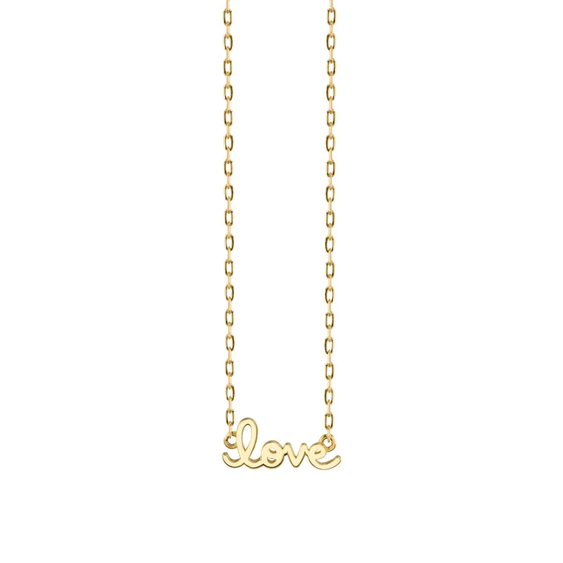 Pure Gold Tiny Love Necklace made by Sydney Evan
