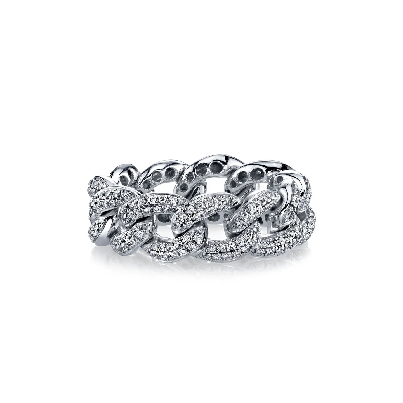 Gold & Diamond Pave Link Ring sold by Sydney Evan product image thumbnail 3