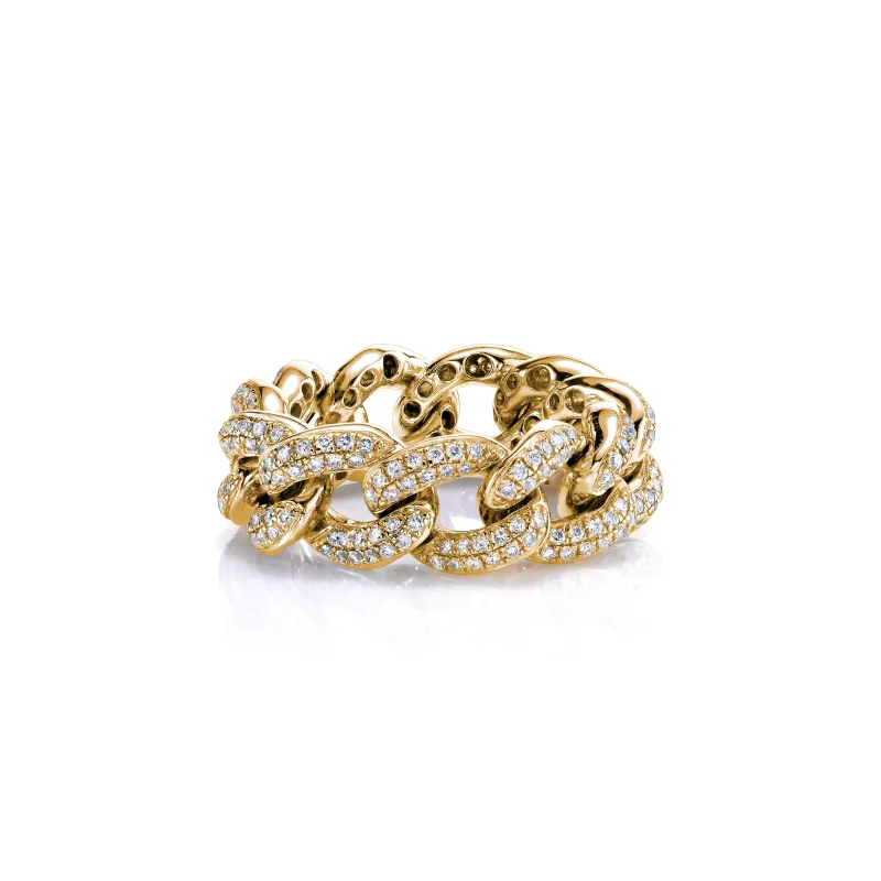 Gold & Diamond Pave Link Ring made by Sydney Evan