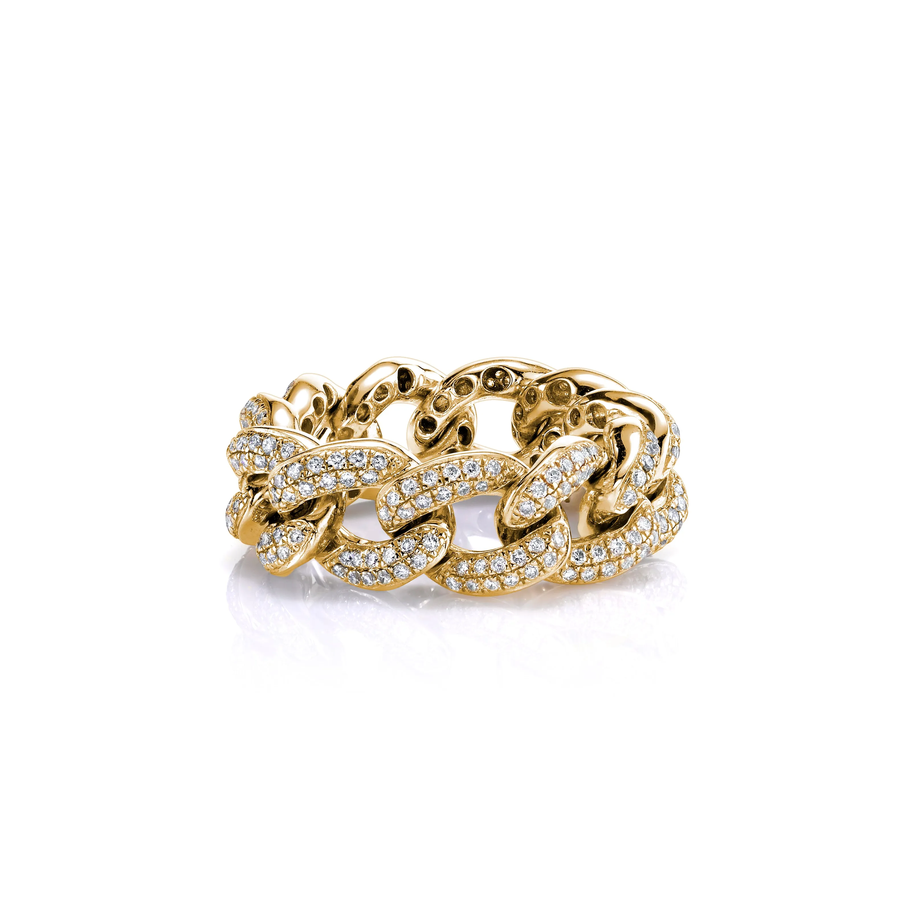 Gold & Diamond Pave Link Ring sold by Sydney Evan