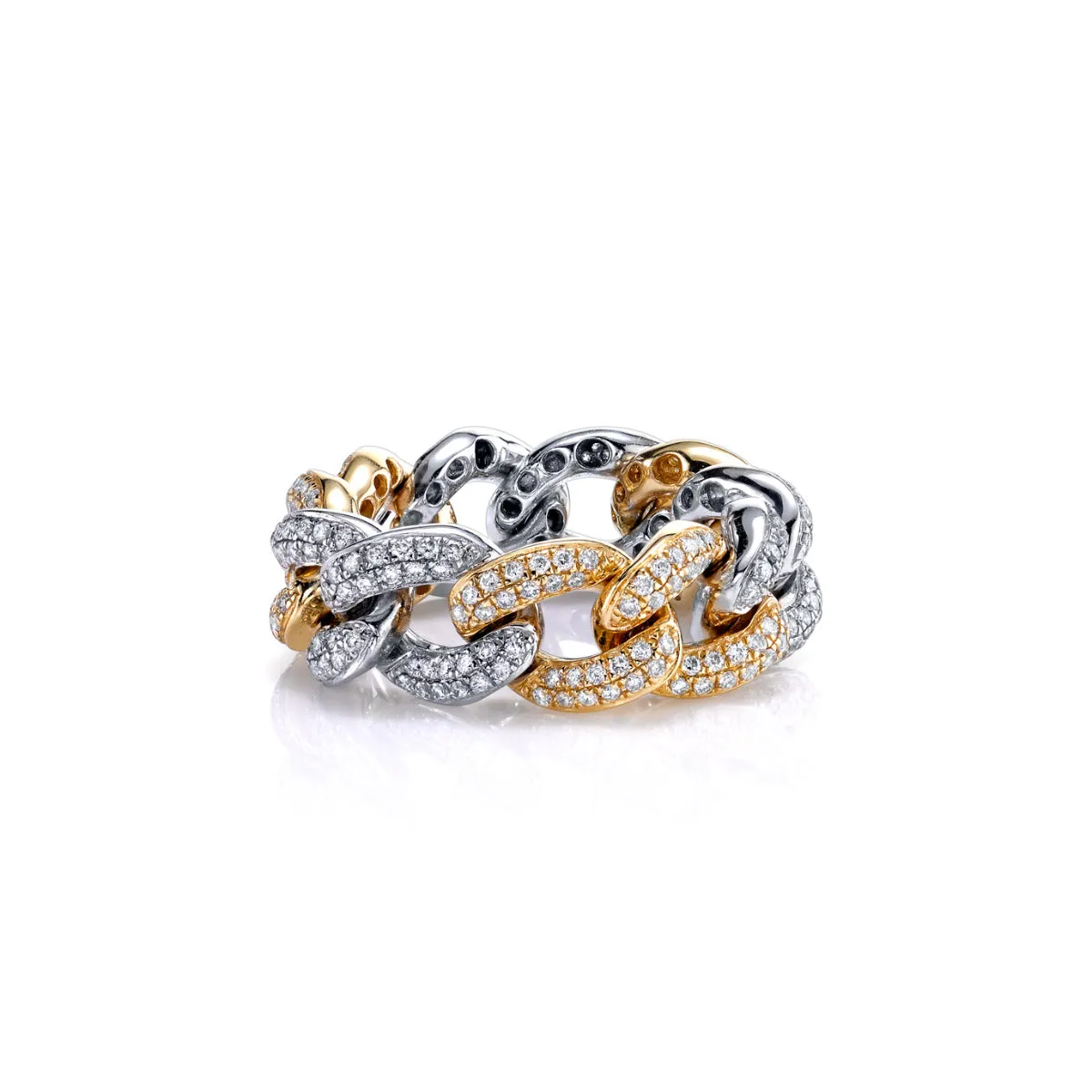 Gold & Diamond Pave Link Ring sold by Sydney Evan product image thumbnail 4