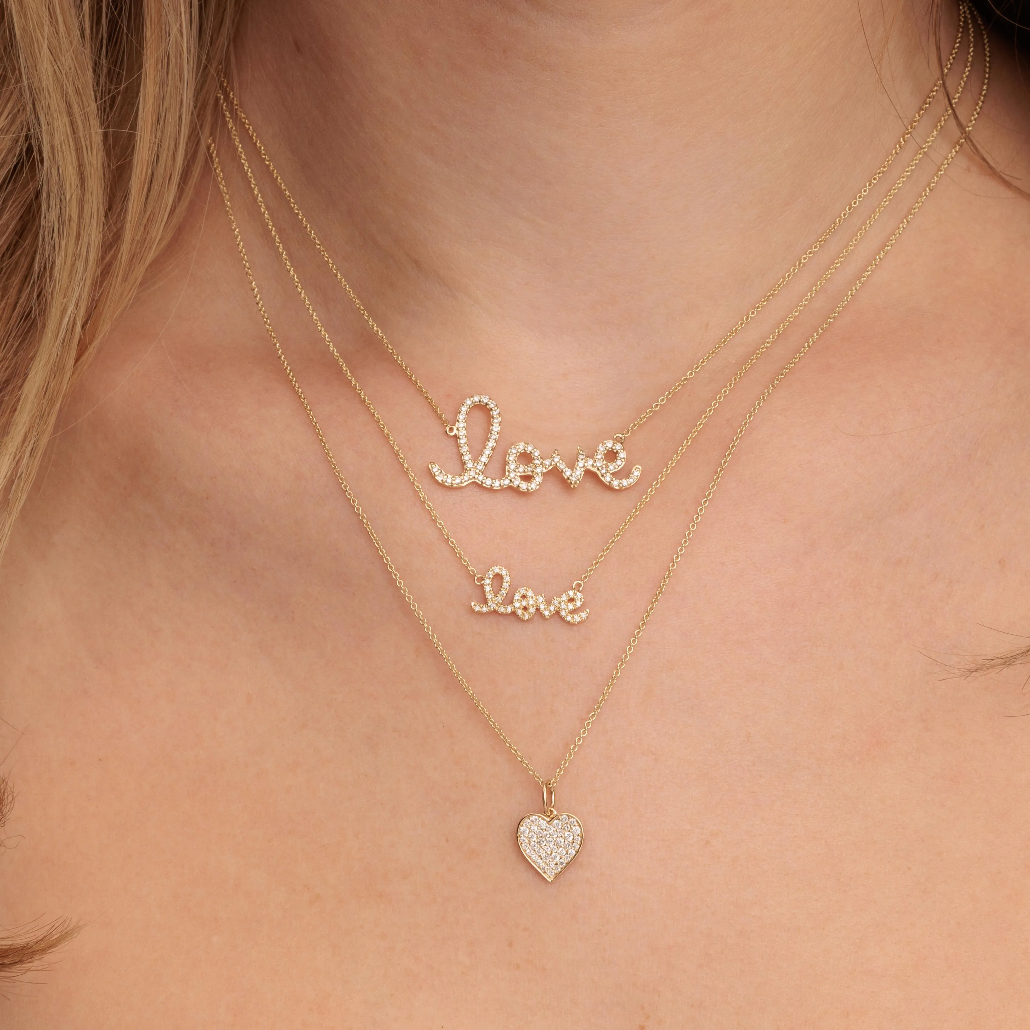 Gold & Diamond Extra Large Love Necklace sold by Sydney Evan product image thumbnail 2