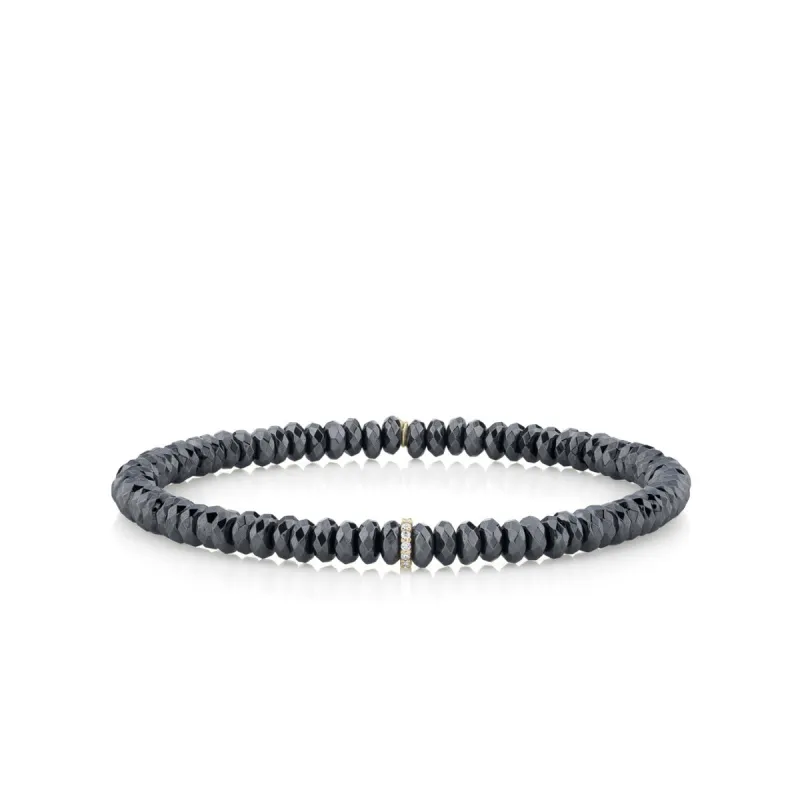 Men's Collection Gold & Diamond Small Cocktail Eternity Rondelle on Hematite made by Sydney Evan