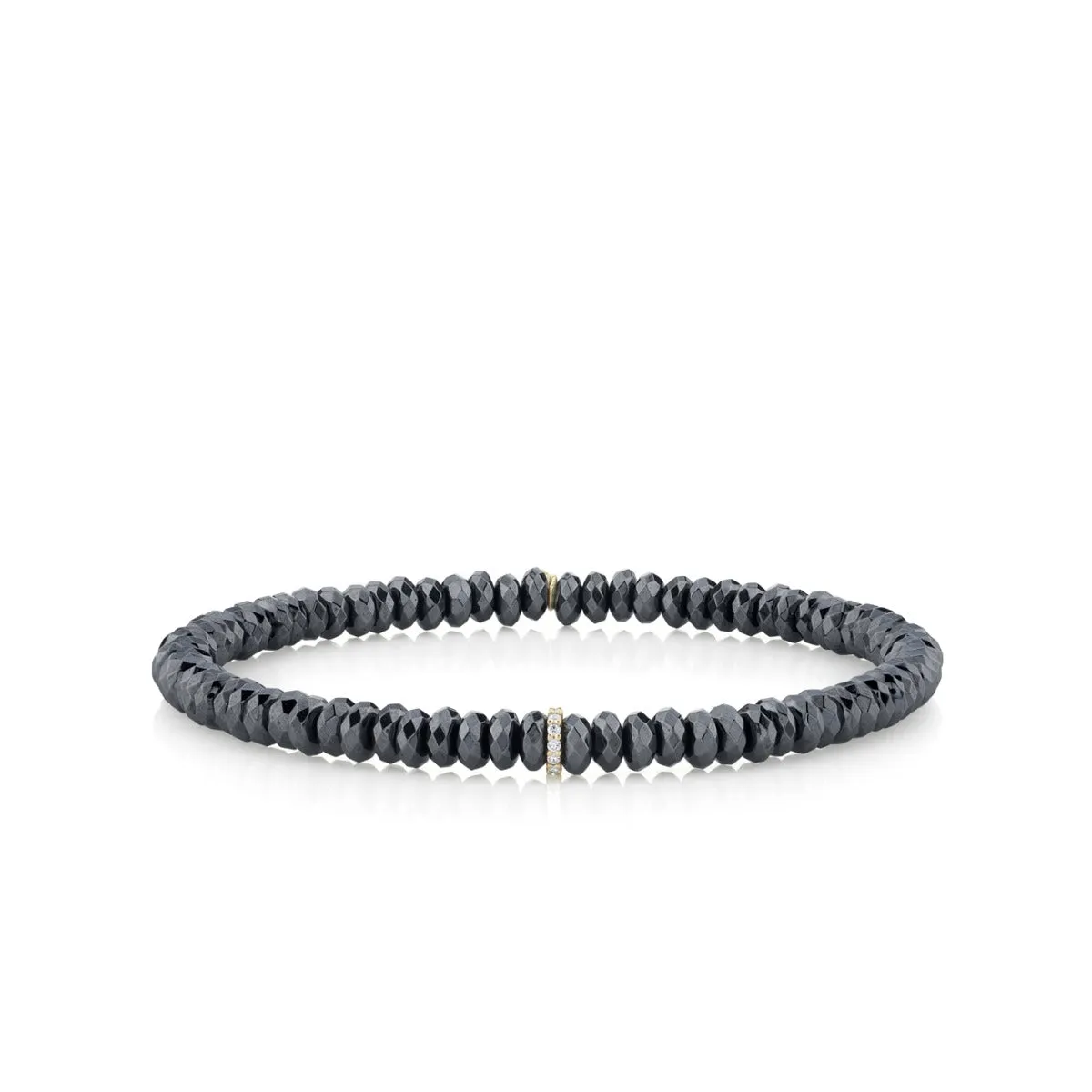 Men's Collection Gold & Diamond Small Cocktail Eternity Rondelle on Hematite sold by Sydney Evan