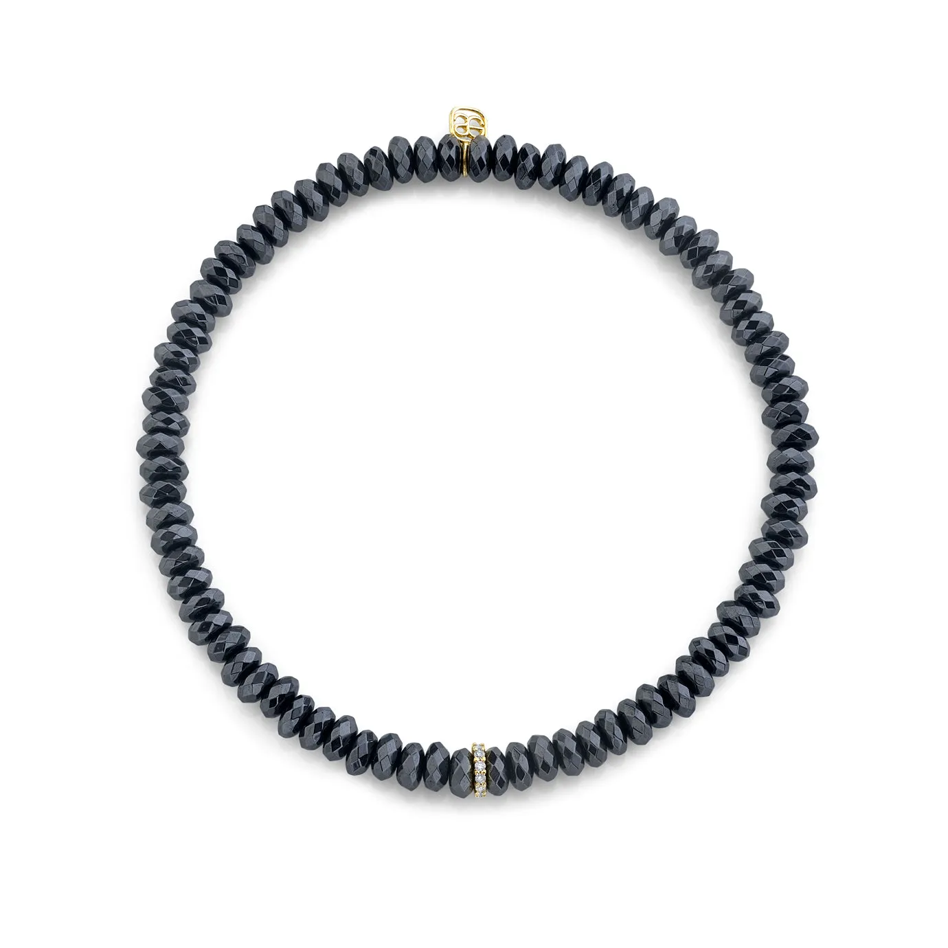 Men's Collection Gold & Diamond Small Cocktail Eternity Rondelle on Hematite sold by Sydney Evan product image thumbnail 2