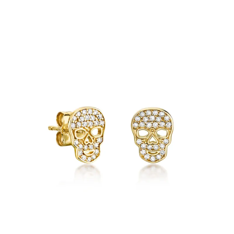 Gold & Diamond Skull Stud made by Sydney Evan