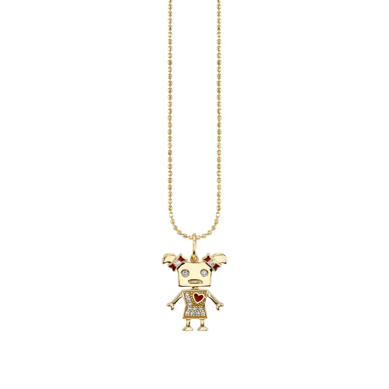 Gold & Diamond Girl Robot Charm made by Sydney Evan