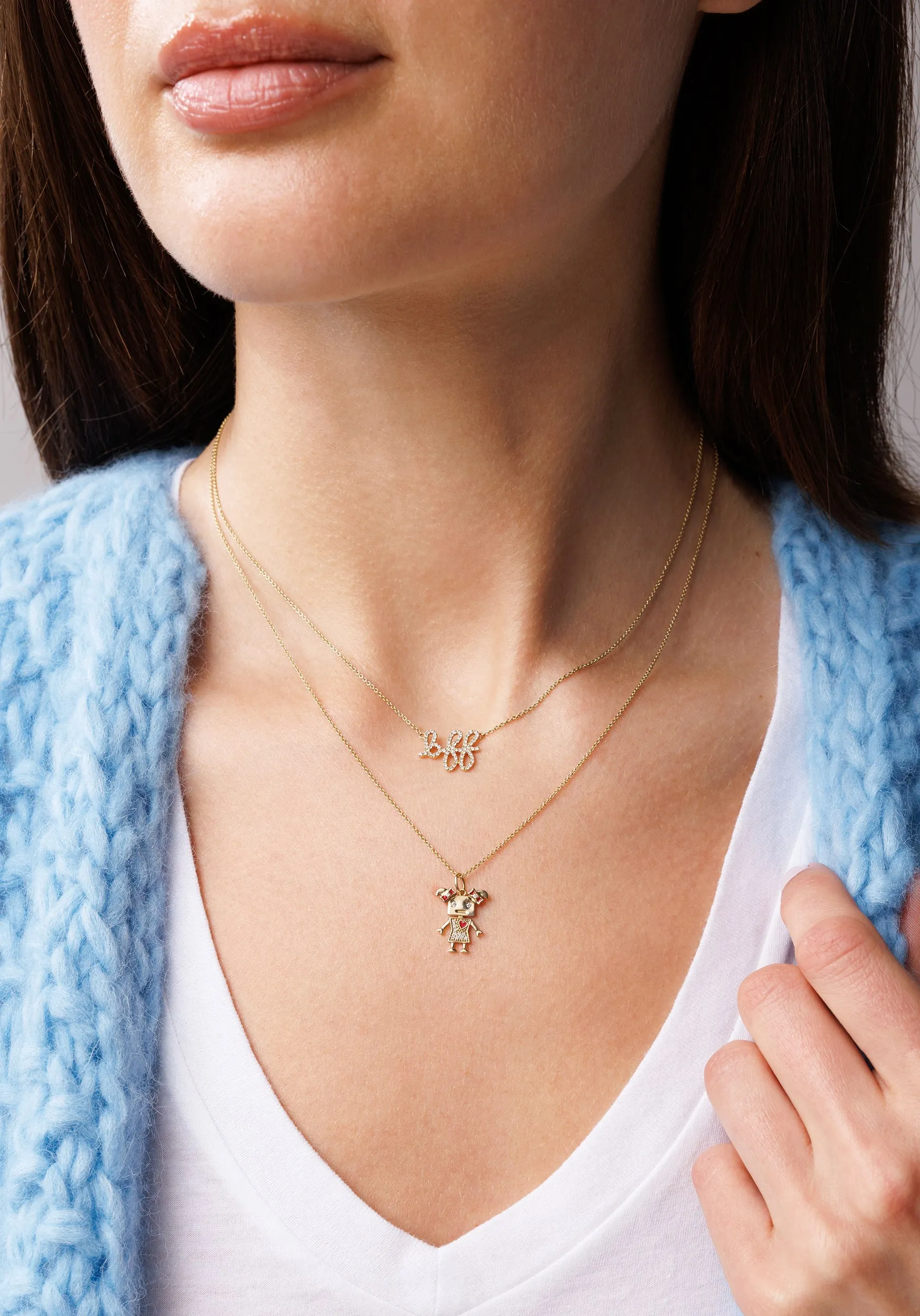Gold & Diamond Girl Robot Charm sold by Sydney Evan product image thumbnail 2