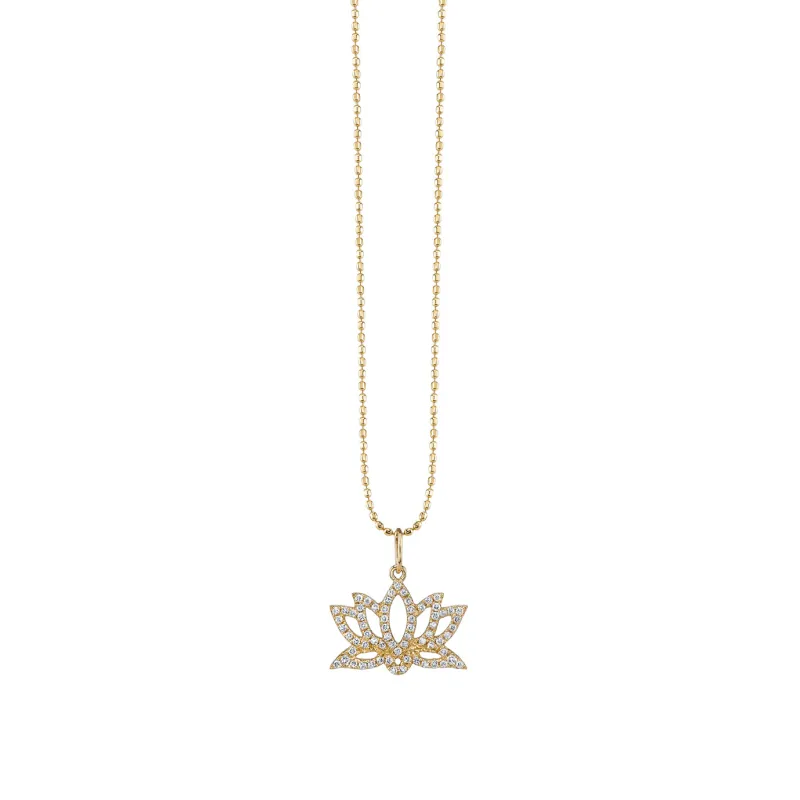 Gold & Diamond Pave Lotus Charm made by Sydney Evan