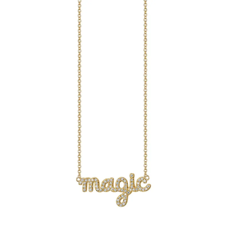 Gold & Diamond Magic Script Necklace made by Sydney Evan