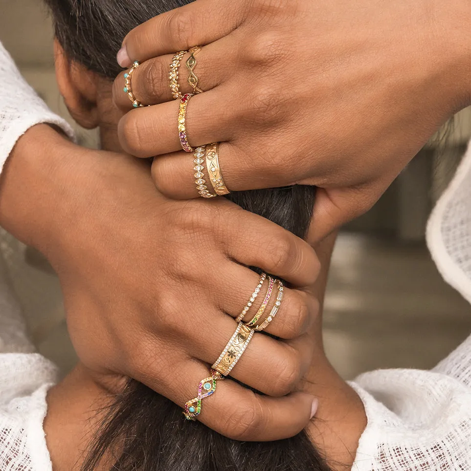 Gold & Diamond Baguette & Bezel Eternity Ring sold by Sydney Evan product image thumbnail 2