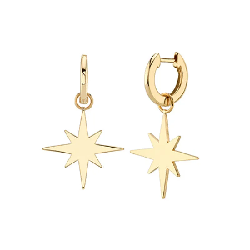 Pure Gold Starburst Charm Hoops made by Sydney Evan