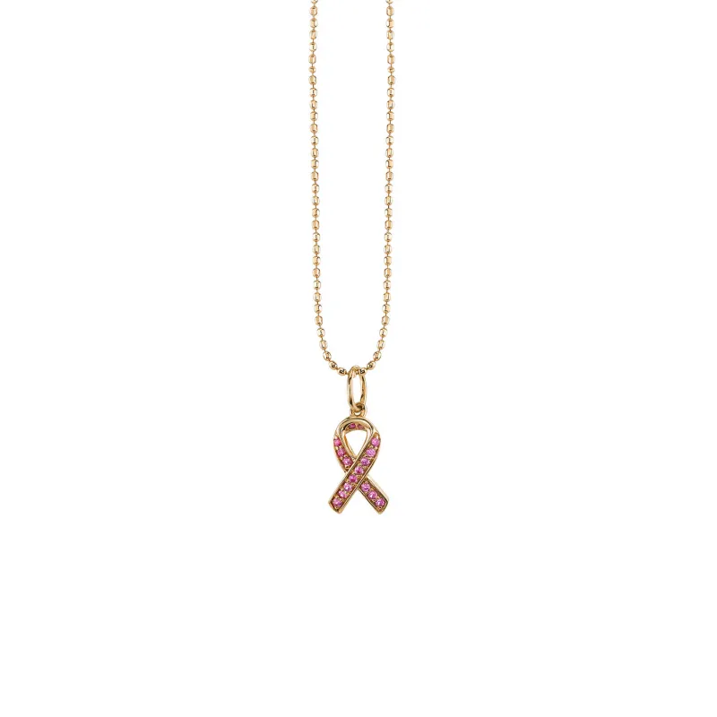 Gold & Pink Sapphire Awareness Ribbon Charm made by Sydney Evan