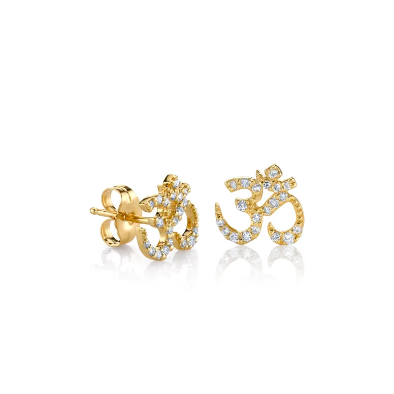 Gold & Diamond Om Stud made by Sydney Evan