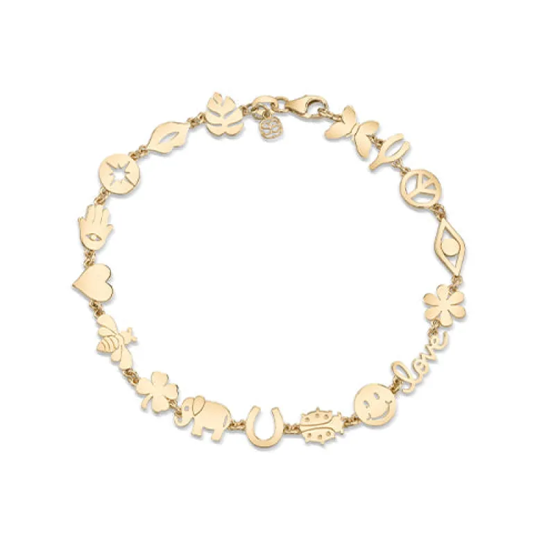Pure Gold Small Multi-Icon Bracelet made by Sydney Evan