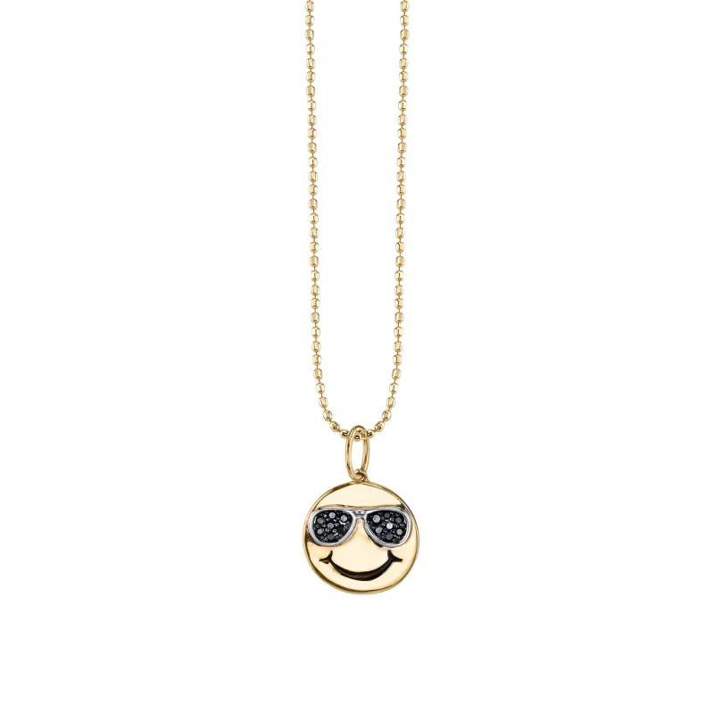 Gold & Black Diamond Sunglasses Happy Face Charm made by Sydney Evan