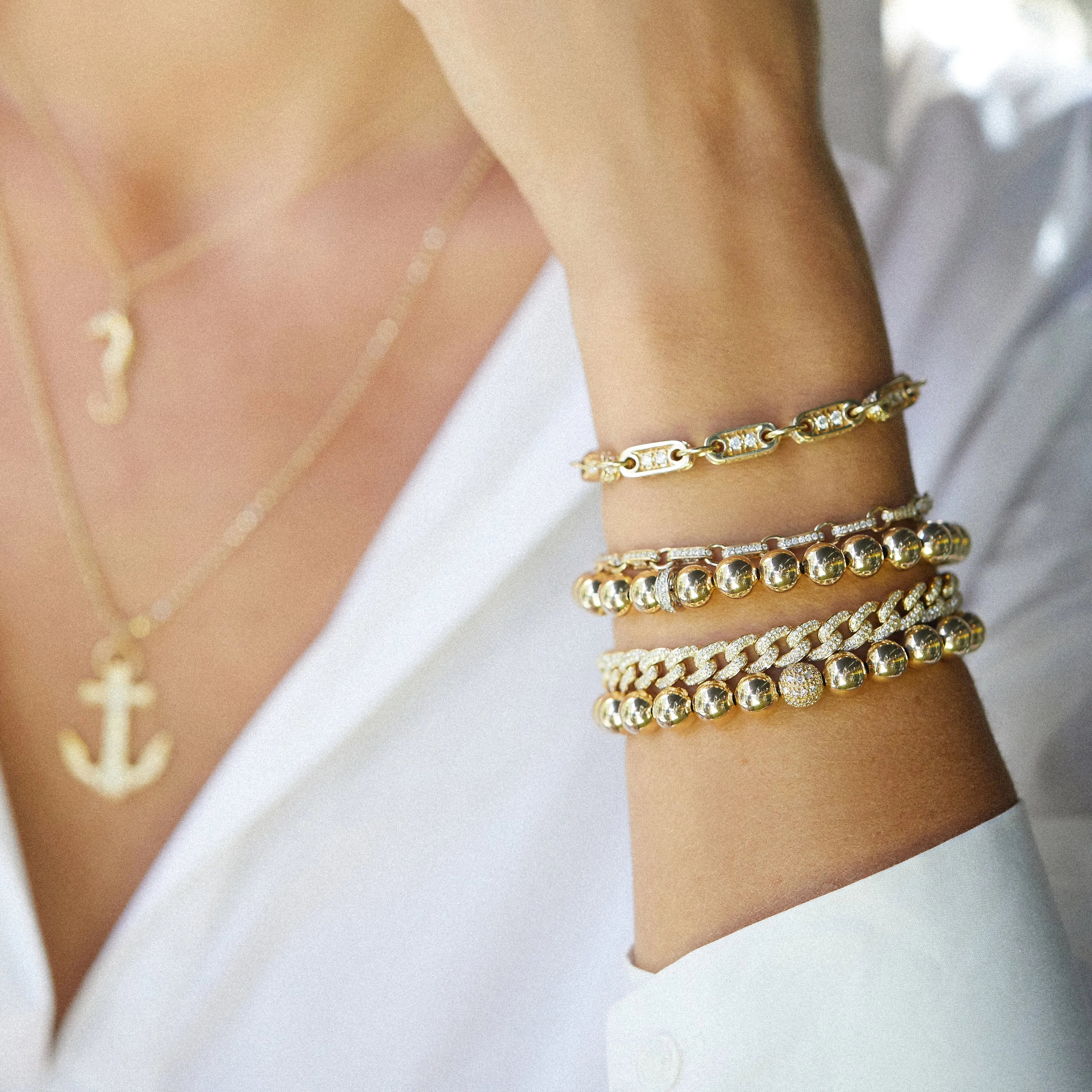 Gold & Diamond Small Link Bracelet sold by Sydney Evan product image thumbnail 2