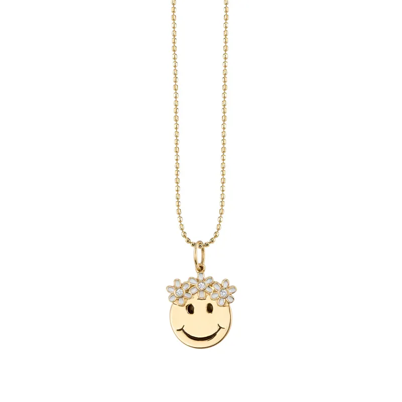 Gold & Diamond Flower Power Happy Face Charm made by Sydney Evan